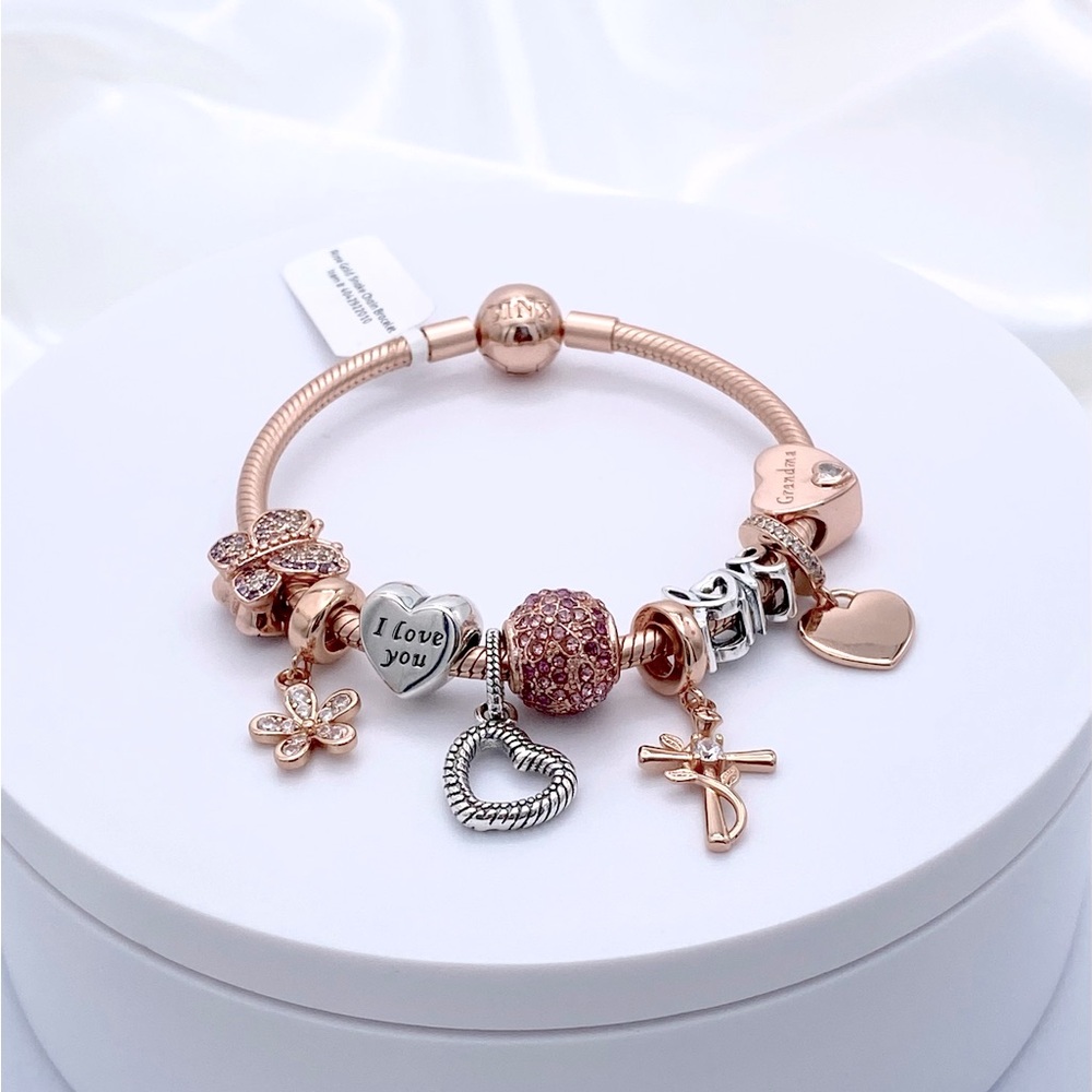 Linx Rose Gold Bracelet with Religious Grandma Themed Charms